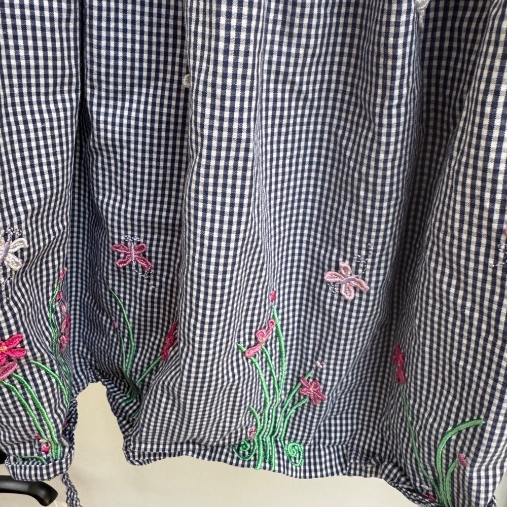 KRU Toddler Girl Size 4 Gingham Floral Vintage Sleeveless Checkered Dress - Picture 5 of 8